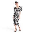 Floral Puff Sleeve Faux Wrap Dress - Christopher John Rogers For Target Black/white