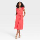 Women's Ruffle Short Sleeve Wrap Dress - A New Day Berry
