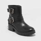 Women's Laraine Faux Leather Double Buckle Bootie - Universal Thread Black