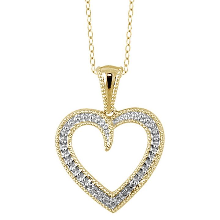 Target 1/20 Ct. T.w. Round-cut White Diamond Pave Set Heart Pendant - Yellow