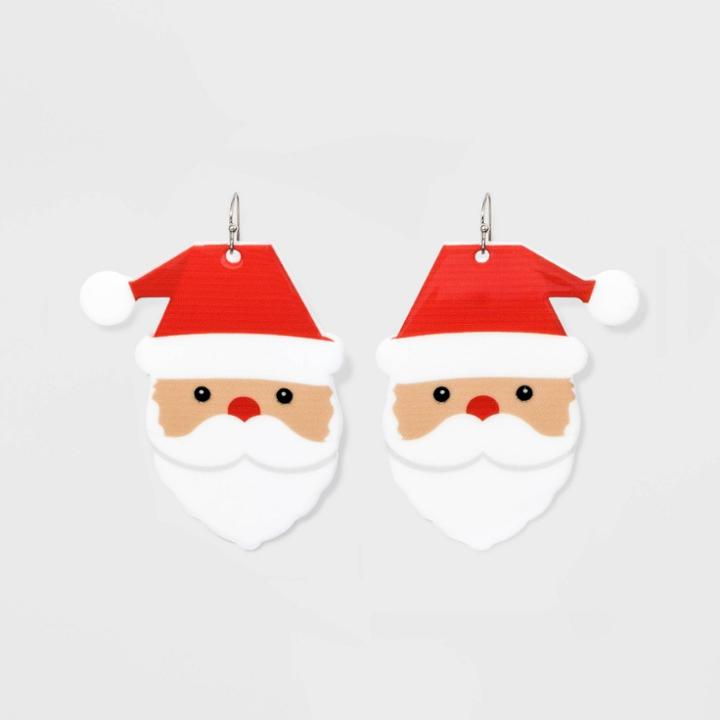 No Brand Santa Drop Novelty Earrings - Red, Women's,