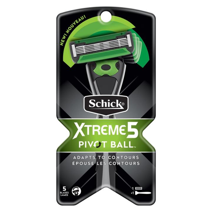 Schick Xtreme 5 Pivotball - 1 Men's Razor Handle & 2 Razor Refills