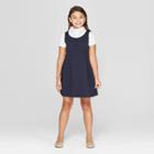 French Toast Girls' Uniform Double Pocket Jumper - Navy 6, Girl's, Blue