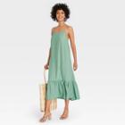 Women's Sleeveless Ruffle Hem Dress - A New Day Green