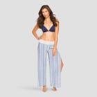 Hawaiian Tropic Apparel Hawaiian Tropic Women's Striped Open Cover Up Pants - Blue/white