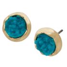 Distributed By Target Women's Druzy Blue Button Ear Gold, Turquoise