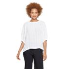 Women's Elbow Sleeve Elastic Crewneck Blouse - Prologue White