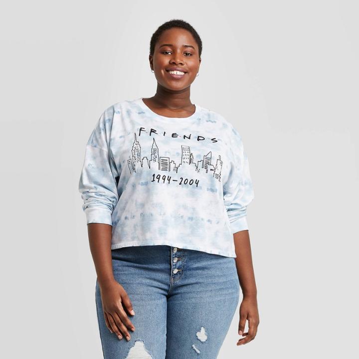 Women's Friends Plus Size Long Sleeve Graphic T-shirt - Blue Wash