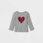 Toddler Adaptive 'buffalo Check Heart' Long Sleeve Graphic T-shirt - Cat & Jack Gray
