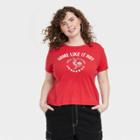 Women's Plus Size Sriracha Cropped Short Sleeve Graphic T-shirt - Red