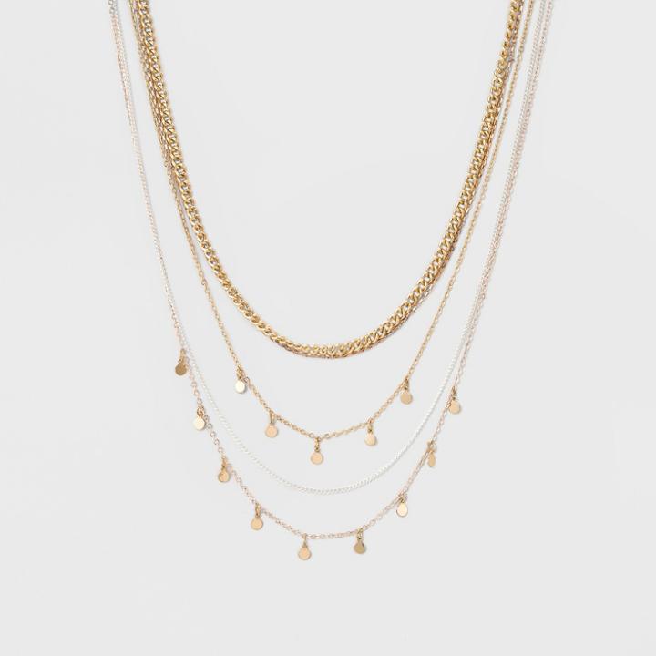 Target Women's Choker With Layered Chain With Disc - Gold