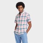 Men's Plaid Slim Fit Short Sleeve Button-down Shirt - Goodfellow & Co Lily White/plaid