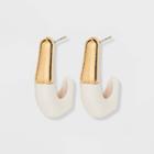 Enamel With Organic Shaped Hoop Earrings - A New Day White