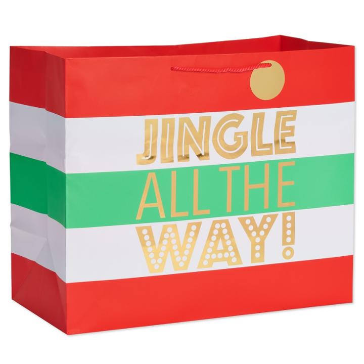 Jumbo Vogue Jingle All The Way Stripe Christmas Gift Bag - Red/white - Wondershop