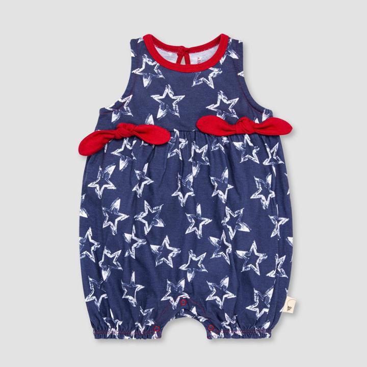 Burt's Bees Baby Girls' Painted Stars Bubble Romper - Blue