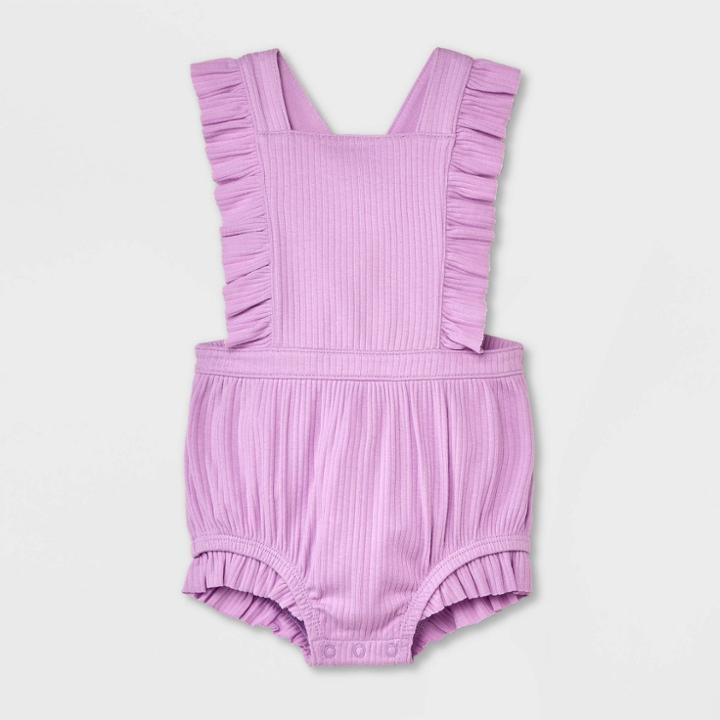 Baby Girls' Solid Ruffle Romper - Cat & Jack Purple Newborn