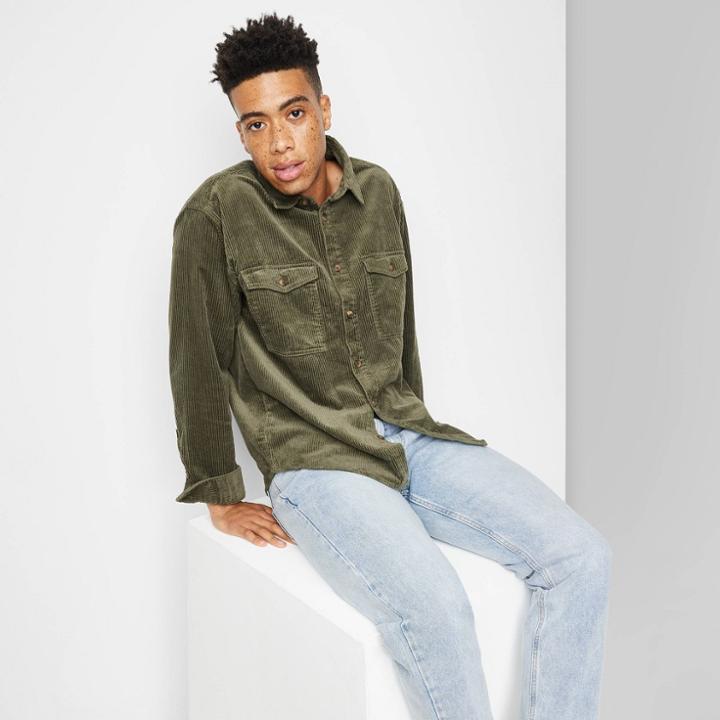 Adult Corduroy Layering Over Shirt Jacket - Original Use Green