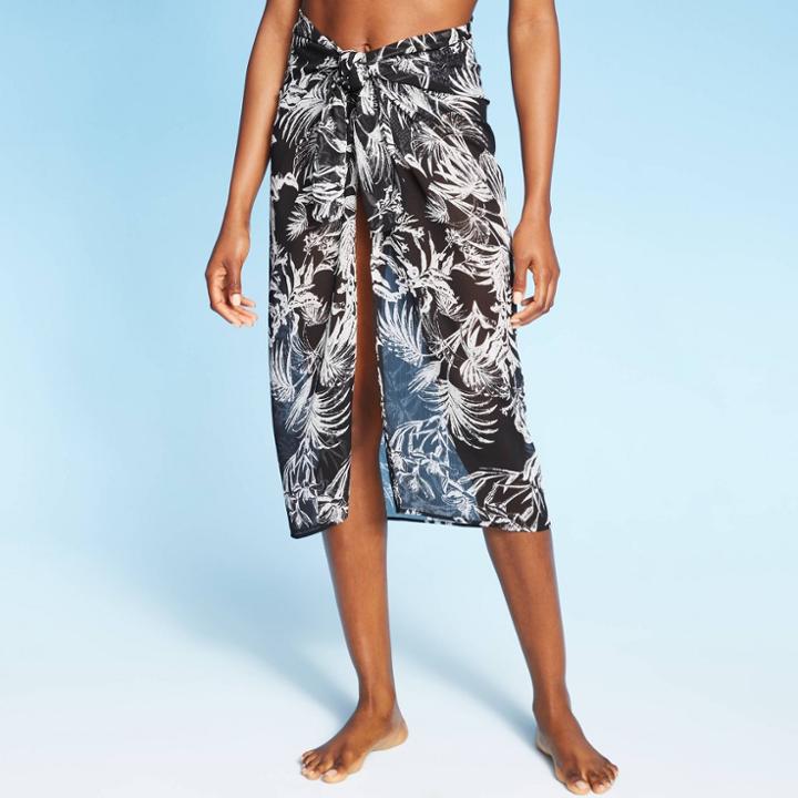 Women's Tropical Print Sarong Skirt - Cover 2 Cover Floral Black/white, Women's,
