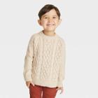 Toddler Boys' Cable Knit Crewneck Sweater - Cat & Jack Oatmeal Heather