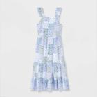 Girls' Tiered Woven Maxi Dress - Art Class Blue Patchwork