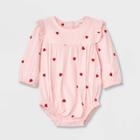 Baby Girls' Embroidered Romper - Cat & Jack Light Pink Newborn