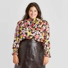 Women's Plus Size Floral Print Puff Long Sleeve Victorian Blouse - Who What Wear 2x,