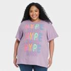 Jerry Leigh Women's Plus Size Hype House Repeat Short Sleeve Graphic T-shirt - Purple
