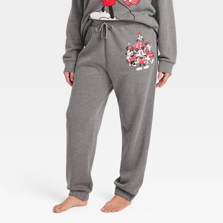 Adult Disney Plus Size Mickey Mouse Graphic Jogger Pants - Charcoal Gray