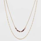 Gold Plated Tourmaline Faux Duo Chain Necklace - A New Day Gold