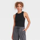 Women's Ribbed Crewneck Tank Bodysuit - A New Day Black