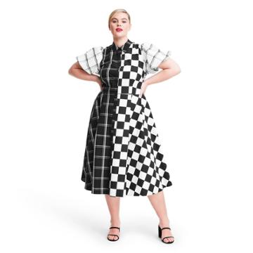 Plus Size Mixed Checkerboard Puff Sleeve Shirtdress - Christopher John Rogers For Target Black/white