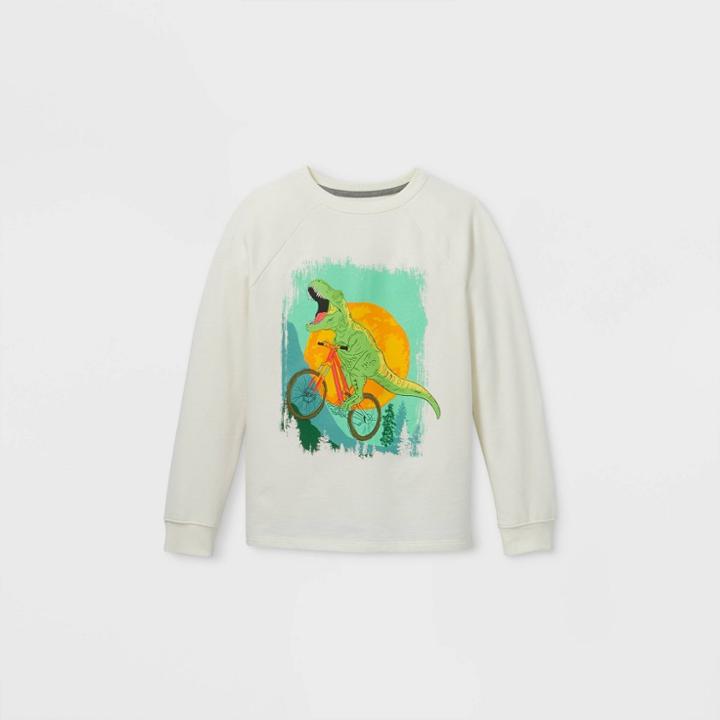 Boys' Cycling Dino Pullover Sweatshirt - Cat & Jack Cream