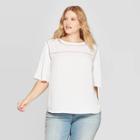 Women's Plus Size Short Sleeve Crew Neck Top - Ava & Viv White