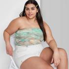 Women's Plus Size Cropped Bubble Tube Top - Wild Fable Blue Tie-dye