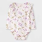 Baby Girls' Floral Ditsy Ruffle Long Sleeve Bodysuit - Cat & Jack Off-white Newborn