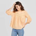 Women's 3/4 Sleeve Crewneck Prairie Shirt - Universal Thread Orange