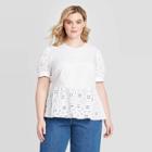Women's Plus Size Puff Short Sleeve Blouse - Who What Wear White 1x, Women's,