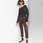 Women's Striped Flare Crop Pants - Wild Fable Black