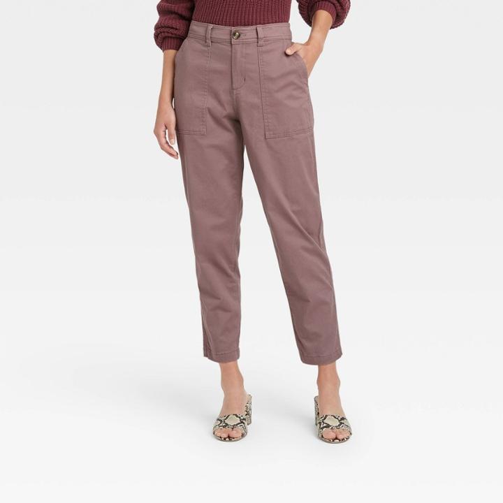 Women's High-rise Utility Ankle Pants - A New Day Dark Purple