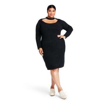 Women's Plus Size Long Sleeve Sweater Dress - Victor Glemaud X Target Black