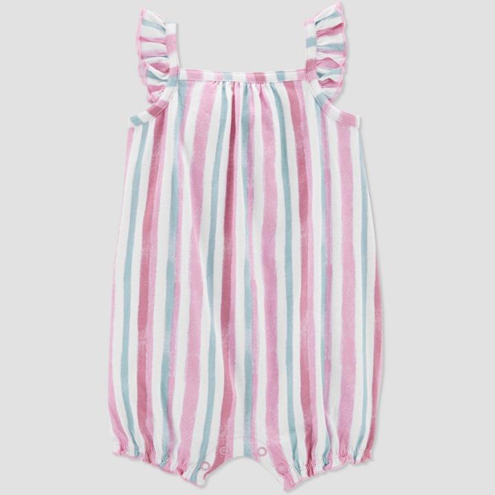 Baby Girls' Striped Romper - Just One You Made By Carter's Purple Newborn