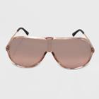 Women's Shield Plastic Metal Sunglasses - A New Day Brown, Brown/grey