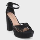 Women's Ella Satin Knot Platform Heeled Pumps - Who What Wear Black