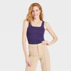 Women's Slim Fit Square Neck Tank Top - A New Day Purple