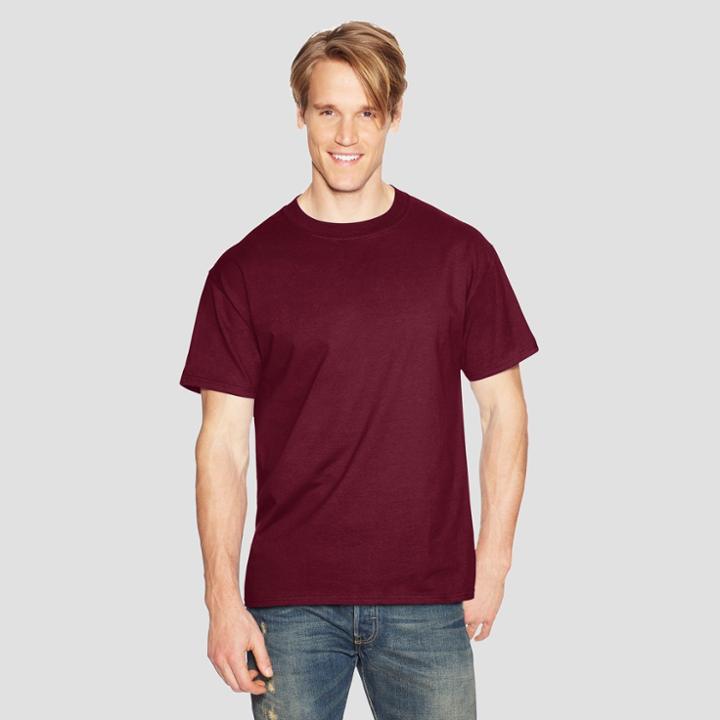 Hanes Men's Big & Tall Short Sleeve Beefy T-shirt - Maroon (red)