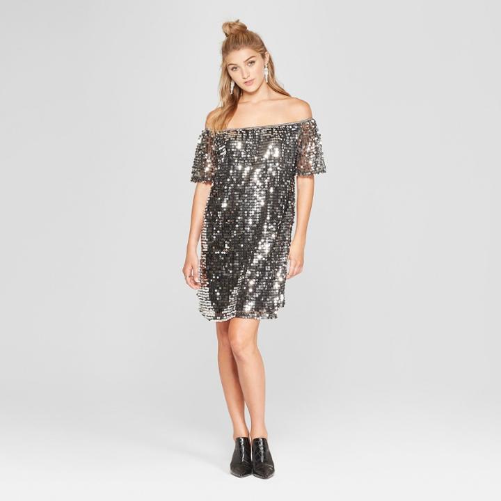 Women's Short Sleeve Off The Shoulder Sequin Dress - Xhilaration