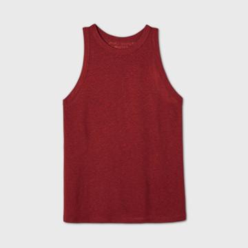 Women's Slim Fit Linen Tank Top - A New Day Red