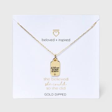 Beloved + Inspired Gold 'she Believed She Could So She Did' Tag Necklace - Gold
