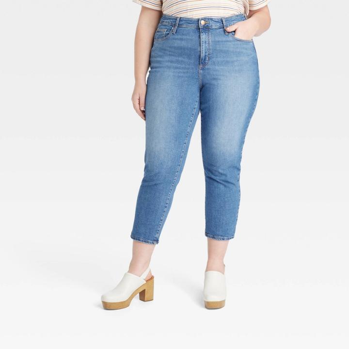 Women's Plus Size High-rise Slim Straight Jeans - Universal Thread Medium Wash