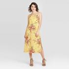 Women's Floral Print Sleeveless Side Button Midi Dress - Xhilaration Yellow